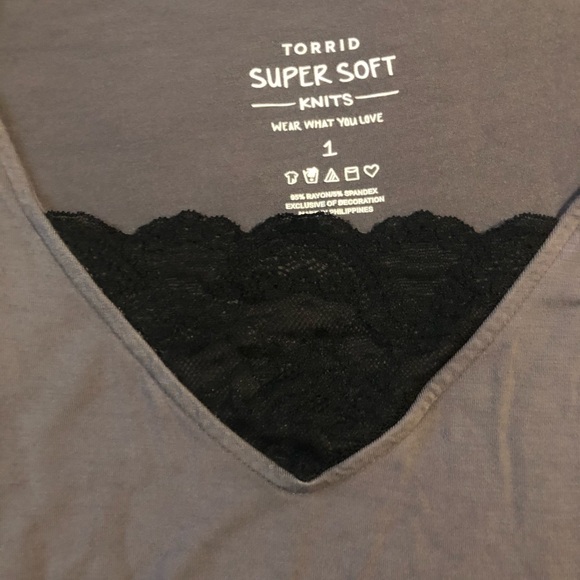 Torrid Grey and Lace Tank - Picture 2 of 2